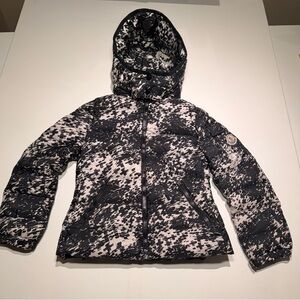 Moncler Kids 8Y Hooded Down Puffer Jacket Black White Camo Authentic